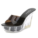 Footwear Sliper Confortable For Women Shoes Summer Crystal Sexy High Heel 10.5cm Rose Flower Platform Ladies