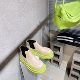 Women's Platform Boots 2022 Thick Bottom Color Avocado Green Martin Boots Casual Female Mid Chesil Boots Women Pink