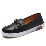 Breakj And Autumn Leather Shoes Women One Foot Bow Flat Single Shoes Korean Version Of The Lefu Shoes Casual Lazy Bean