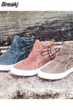 Canvas Shoes 2023 Autumn High Top Belt Buckle Women Casual Loafers Flats Plus Size Zipper Denim Women Shoes Zapatos