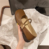 Mary Jane Shoes 2024 New Spring Round Head Low-Heeled Evening Shoes French Dress Single Small Leather