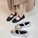 Silver Bowtie Flats Shoes Women Round Toe Patchwork Plaid Leather Loafers Flat Shoes