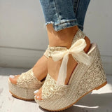 Fashion Summer Platform Wedge Sandals Ankle Strap Fish Mouth Espadrilles Sandals Sandalias Femininas Sandalen