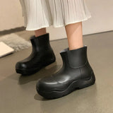 Trend Women Boots Solid Color Waterproof Rain Boots Slip-on Head Short Boots Avocado Ankle Boots PU Women Platform