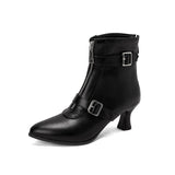 Breakj Buckle Medium Heel Fashion Women's Boots Plus Size Ankle Boots
