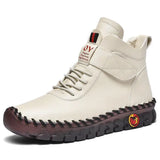 Add Down Warm Martin Boots Female British Fashion Versatile Velcro Casual High Top Cotton Boots Plus
