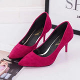 Breakj Shoes Light-Mouthed Sharp Single Shoes Fine Heel Velvet Large-Size High Heels Women's