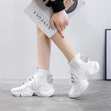 Elastic Mesh platform sneakers women 2019 Spring Autumn shoes women Fashion Breathable Lace-Up High-top women's