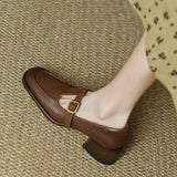 Small Leather Shoes Female Designers Feel Minority Women's Shoes With Thick Heels 2024 Autumn French Vintage Brown Light Mouth Single