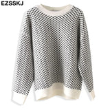 blue dot Sweater Pullovers Women winter autumn thick O-neck chic 2021 sweater long sleeve sweater