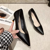 Breakj Shoes Female 2023 Spring And Autumn New Korean Version Simple Girl Small Pure And Fresh Black Single Shoe Pointed Fine Heel Work