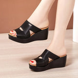 Heel Sandals Slippers Women's 2023 Summer New Style Muffin Thick-Soled Waterproof Platform Women's Outer Wear Medium Heel Large Size 4143