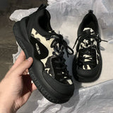 Women's Sneakers Shoes Lace up Thick Platform Casual Shoes Woman Leather Comfort Lady Walking Footwear Fashion Female Spring