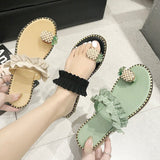 Large Size Sandals And Slippers For Women 2024 New Toe Sandals Pineapple Lace Sandals From