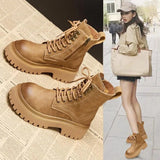 Boots Girls 2024 Spring And Autumn New British Style Short Boots With Thick Soles Raised Retro Locomotive