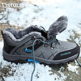 Winter Snow Boots Waterproof Leather Sneakers Super Warm Men Platform Boots Outdoor Male Hiking Boots Work Shoes Plus