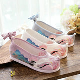 Breakj Shoes Hanfu Shoes Ancient Style Female Embroidered Cloth Shoes Inside The Raised Head Ancient Costume Shoes Cloth Shoes