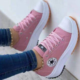 Breakj 2023 New Low-Top Single Shoes Women's Thick-Sing Canvas Shoes Women's Canvas Pine Cream Bottoms Of Large Women's