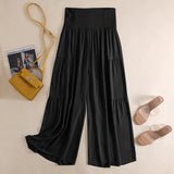 ZANZEA Women's Wide Leg Pants 2022 Summer Pleated Patchwork High Waist Pants Casual Solid Loose Long Pants Lady Oversized Pant