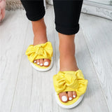 Sandals Slip On Sliders Peep Toe Ladies Bow Flats Casual Comfort Shoes Female 2019 Sandals Shoes Plus