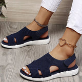 Breakj Summer New Women's Sandals Large-Size Breathable Elastic Fly Weaving Flat Bottom Casual Women's
