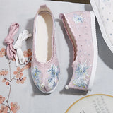 Breakj Shoes Hanfu Shoes Ancient Style Warped Head Shoe Shoe Embroidered Cloth Shoes Women's Singles Shoes Stage Dance