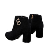 Breakj / Winter 2023 Martin Boots British Wind Frosted Ankle Boots Thick Medium-High Heel Nude Boots Plus Size 43 Women's