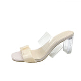 Breakj New Korean Version Of The Fairy Wind Transparent Thick With A Word Of The Head Folded Cold Slippers Xia Gao And Slippers