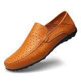 Mens Shoes Leather Casual Shoes Fashion Sneakers Men Loafers Breathable Slip on Moccasins Driving Shoes for Male Plus Size