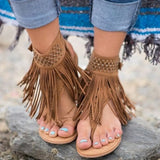 Flat Women Shoes 2021 Ladies Sandals Retro Suede Soulier Summer Bohemia Shoes Low Heels Women Flip Flops Buckle
