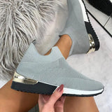 Sneakers Autumn 2021 Sock Shoes Slip On Knitted Breathable Ladies Running Shoes Casual Female Flats Vulcanized Plus