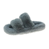 Winter Keep Warm Women Fur Furry Slippers for Home Fluffy Soft Indoor Slides Thick Flats Heel Non Slip Indoor House