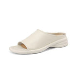 Breakj Leather Slippers Women's Summer Wear 2024 New Bag Foot A Word Cool Drag Soft Soles Of Leisure Sandals