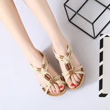 Breakj Sandals Women's 2025 Summer Flat Fish Mouth Beads Woven Sandals Roman Sandals Tourism Beach
