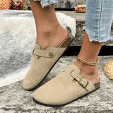 Breakj Slippers Women 2025 Summer New Large-Size Fashion Belt Buckle Lazy Foot Half
