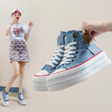 Breakj 2024 New Korean Version Canvas Shoes Schoolgirls Wear Two Thick Platform Casual Shoes Ins Tide Board Shoes Women's Shoes BR