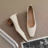 Spring And Summer New Style Small Heels Simple Ladylike Soft Leather Non-Sharpening Tiptoe Single Shoes Short