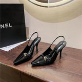 High Heels Women's New 2024 Autumn And Summer Lacquer Leather Square Head With Professional Sexy French Niche Single