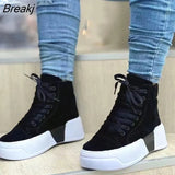 Women Boots Ladies Chunky Heel Platform Round Toe Shoes Denim Ankle Women Boots Jeans Casual High-top Sneakers Women's