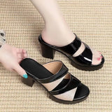 Breakj Mouth Cool Slippers Women Wear 2025 Summer New Fashion Slippers Coarse And Waterproof Table High