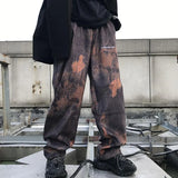 Elastic Waistband Loose Harem Embroidery Tie Dye Contrast Jogger Pant Women Man Streetwear Korean Harajuku Punk Hip