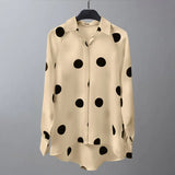 Polka Dot Shirt Women Elegant Long Sleeve Printed Blouse Vintage High Low Chemise Female 2022 Fashion Beach Lapel Button