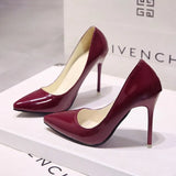 Lady Women Shoes Pointed Toe Pumps Patent Leather Dress High Heels Boat Shoes Wedding Shoes Zapatos Mujer White Blue