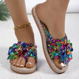 Breakj Summer New Large-Size Ladies Sandals Beach Shoes Woven Shoes Simple Fashion Jackets Cool