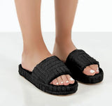 Shoes 2021 Trendy Home Embossed Cotton Slippers Women Comfortable Shoes Size 43 Indoor Slippers Flat Ladies