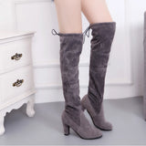 Breakj New Long Boots Over The Knee Boots Round Head Frosted Skin Thick And High Boots Long Boots