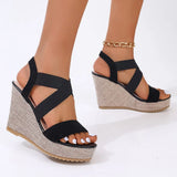 Women's Sandals Summer Casual Shoes for Women Comfortable Non-slip Walking Slip on Elastic Fabric Female Shoes Platform