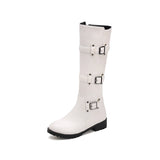 Breakj Button Big Martin Boot Side Zip High Boot