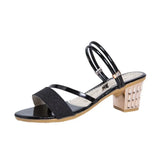 Breakj Version Of The Heel Sandals Woman 2025 New Comfortable Coarse Fashion Sleek One Shoe Two Wearing One-Character Buckle
