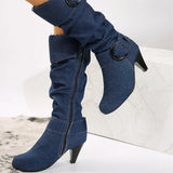 Breakj Autumn And Winter Boots New But Knee Velvet High With Belt Buckle Round Head And Long Boots